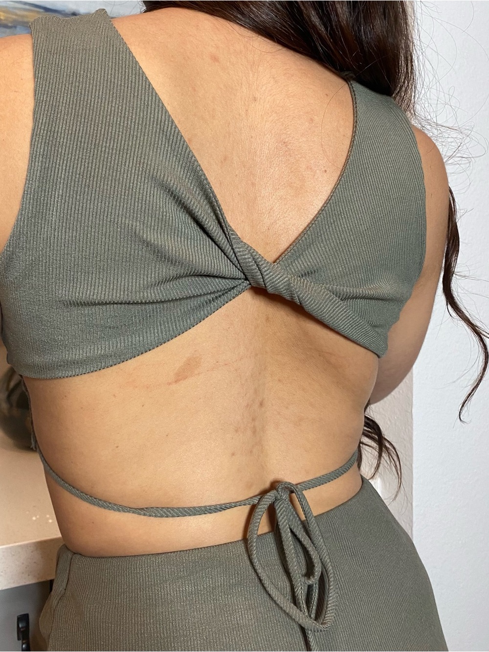Ruche-Side Mini Skirt in Olive Green Set - Picture 8 of 11